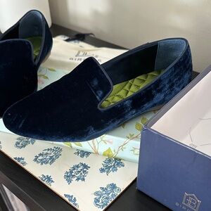 Birdies Navy Velvet Flats
